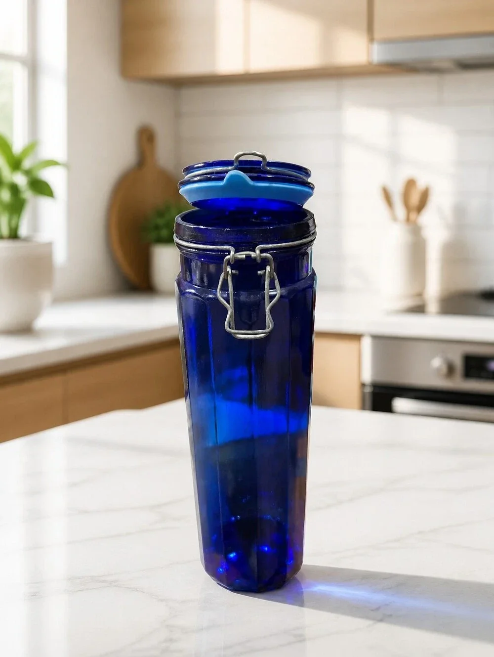 classic retro kitchen piece designed for storing pasta, spaghetti, or dry goods.